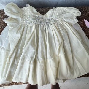 Vintage honey suckle yellow baby smocked embroidered dress